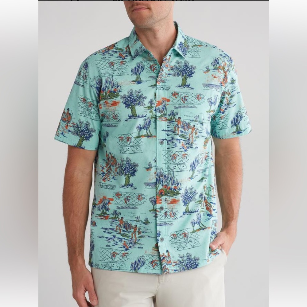 NWT Kahala Lawai Short Sleeve Cotton Button-Down Shirt